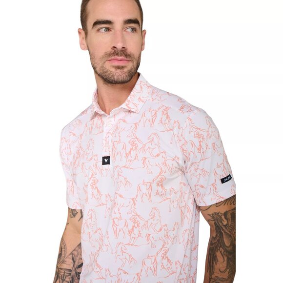 NWT Bad Birdie Core Polo Golf Shirt Mens‎ S "Wild Horses" Performance MSRP $78 - Picture 1 of 3